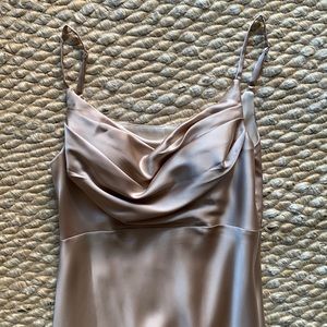 Reverly - Satin Skye Maxi Dress - Gold Champagne - Size 6